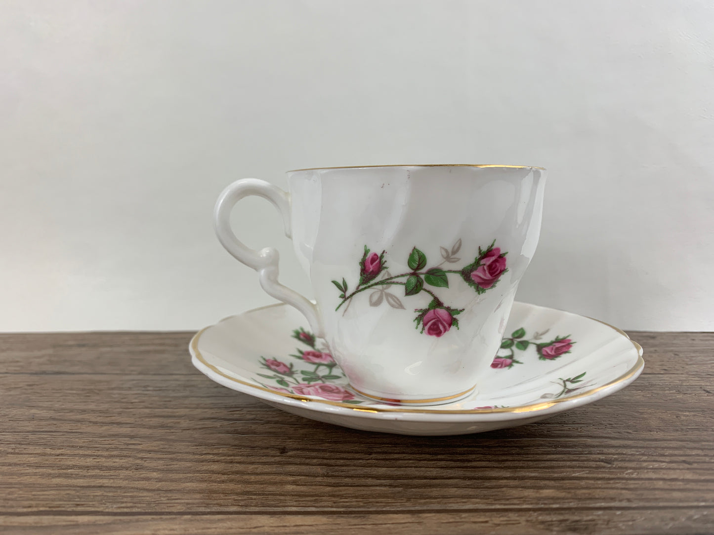 Vintage Teacup with Pink Rosebuds Staffordshire Fine Bone China Tea Cup Mothers Day Gift