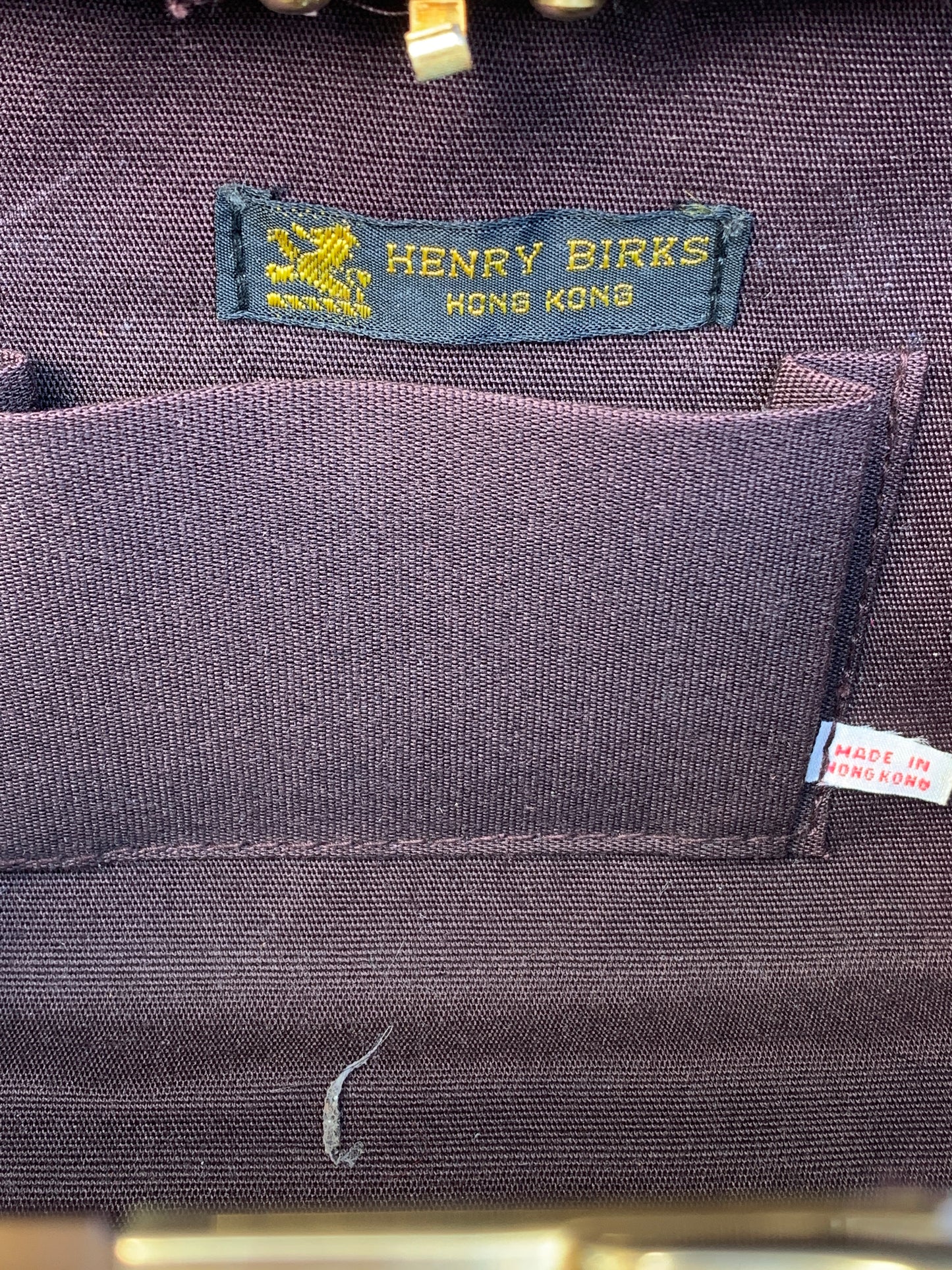 Henry Birks Vintage Clutch Brown and Gold Hard Shell Evening Bag