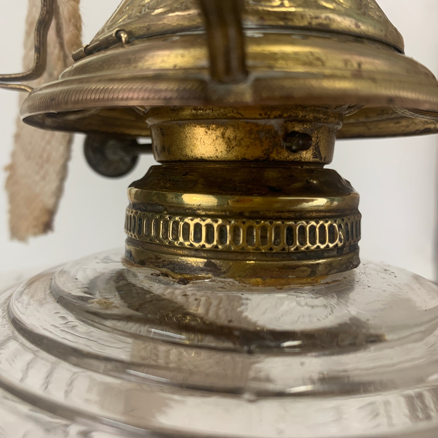 Antique Cast Iron Base Oil Lamp Ornate Burner Patent 1892