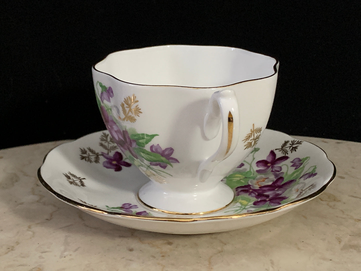 Vintage Tea Cup with Violets Purple Floral Queen Ann Teacup