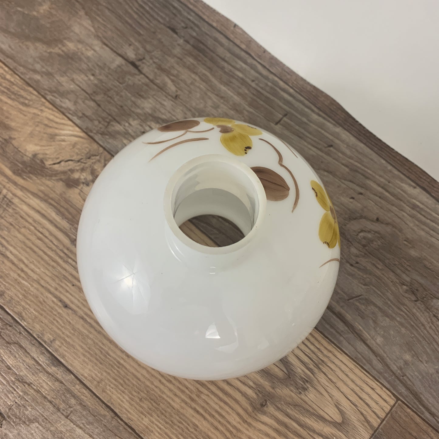Milk Glass Table Lamp with Hand Painted Floral Design