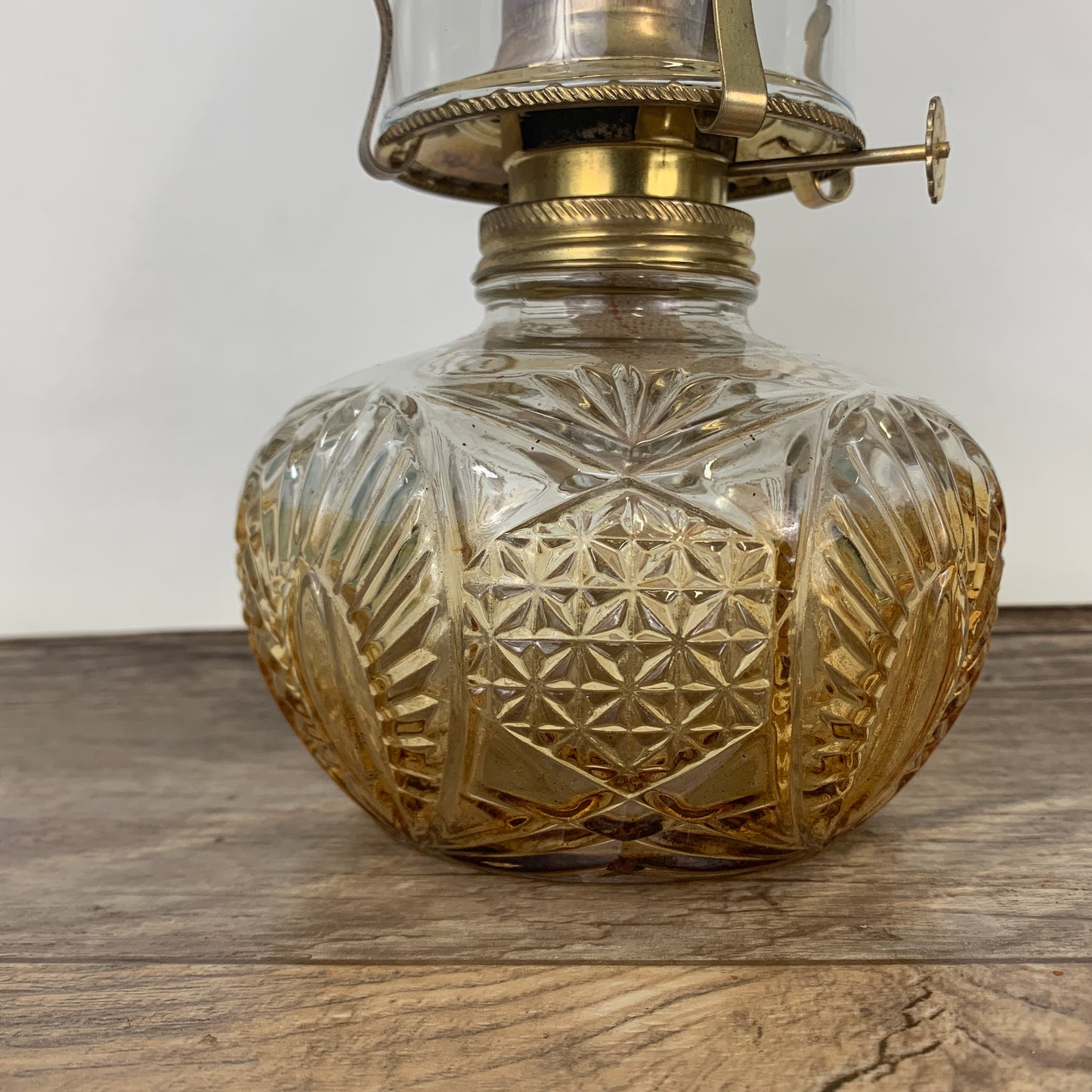 Vintage Oil Lamp with Pressed Glass Base, Clear Glass Vintage Oil Lamp