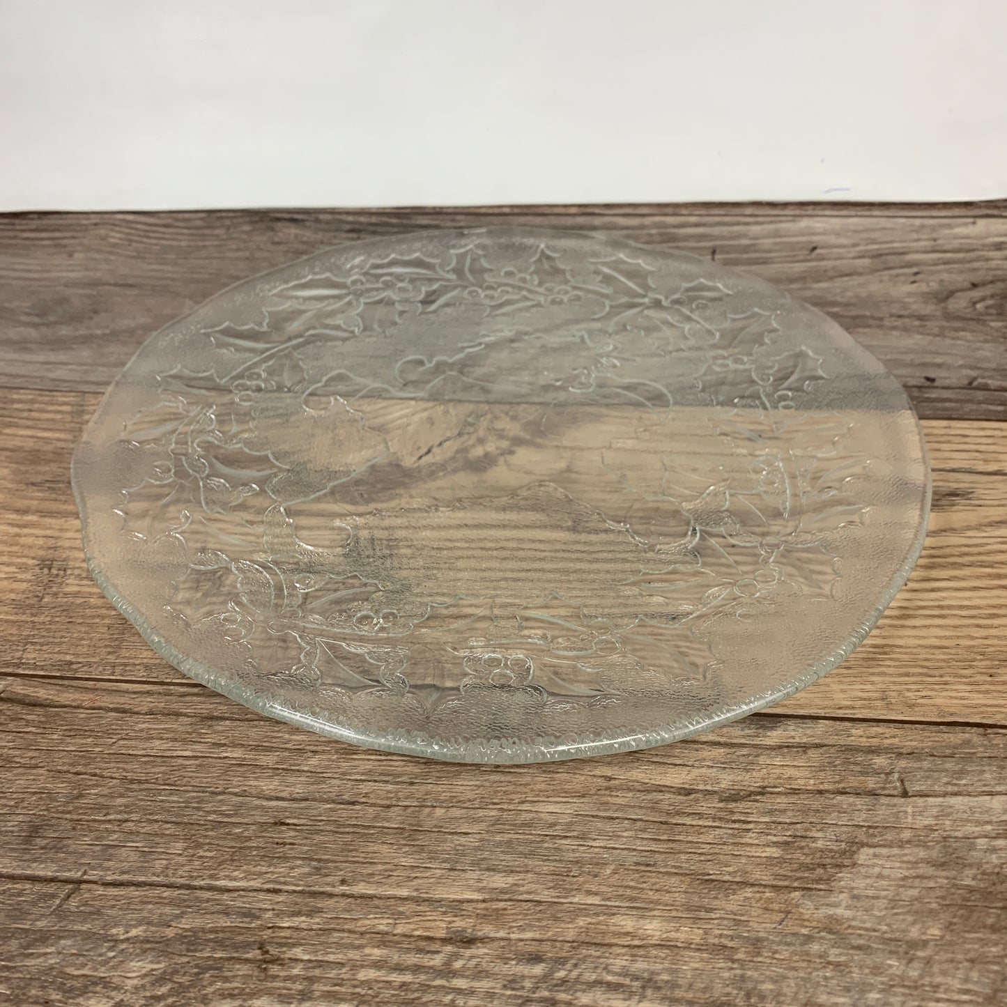 Large Clear Glass Platter, Santa Serving Tray