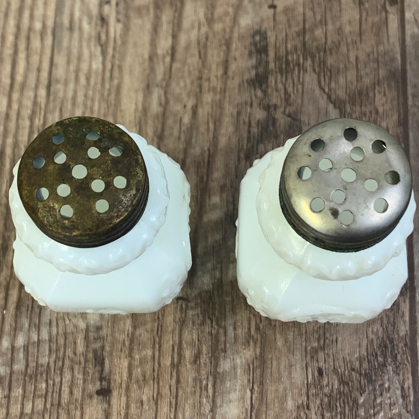 EAPG Antique Salt and Pepper Shakers Diamond Glass Co No 7