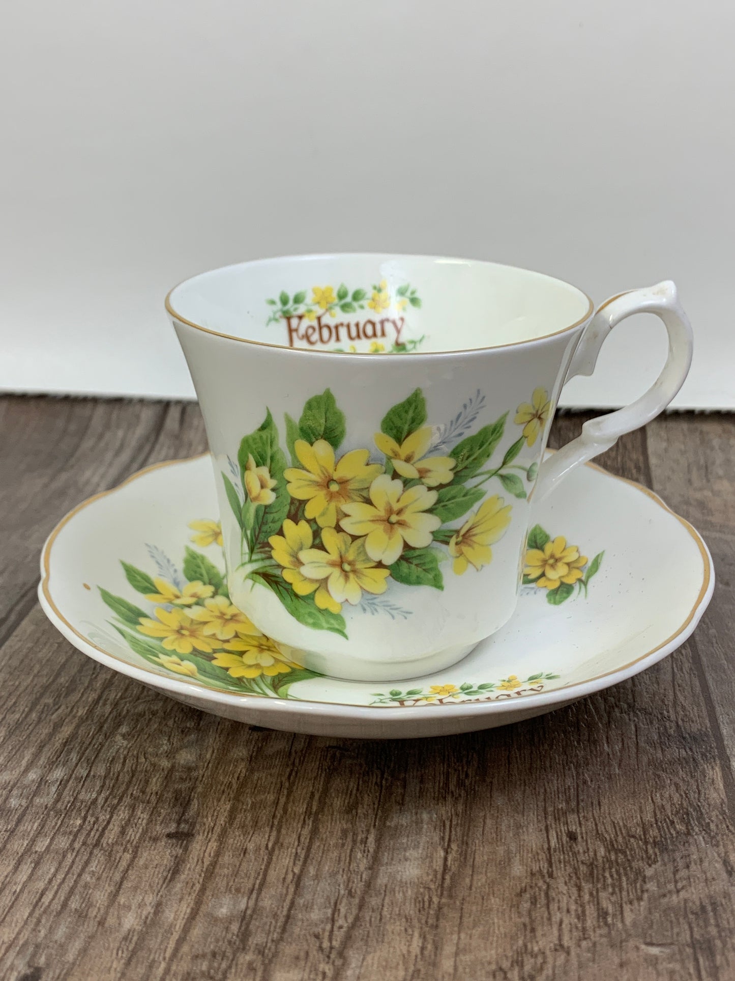 February Birthday Gifts Yellow Floral Vintage Teacup