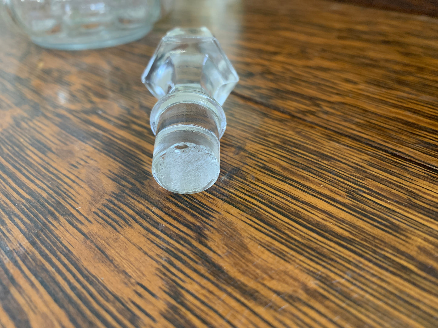 Vintage Clear Glass Cruet with Glass Stopper