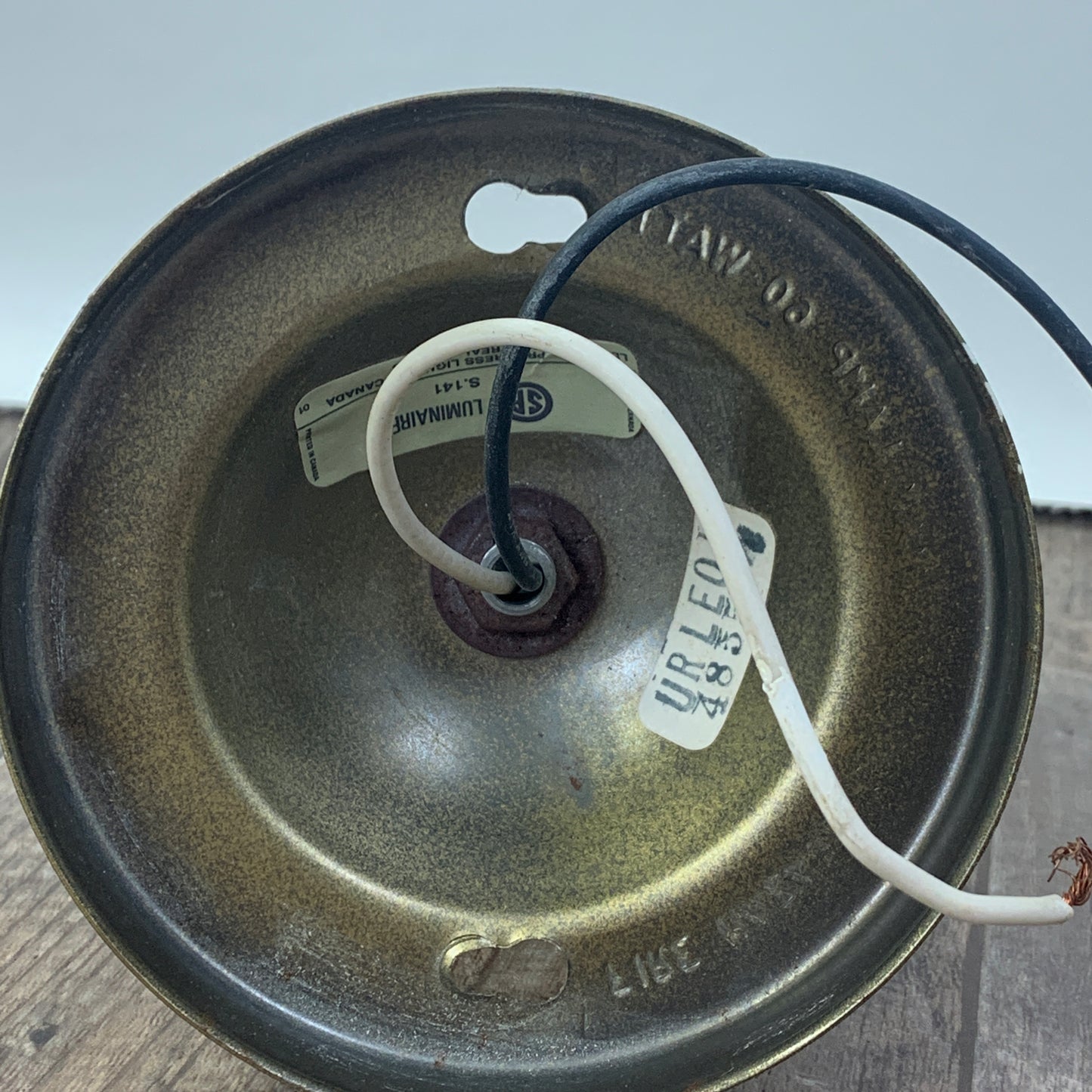 Large Disc Shaped Light Cover, Vintage Light Fixture, Large White Powder Coat Ceiling Fixture
