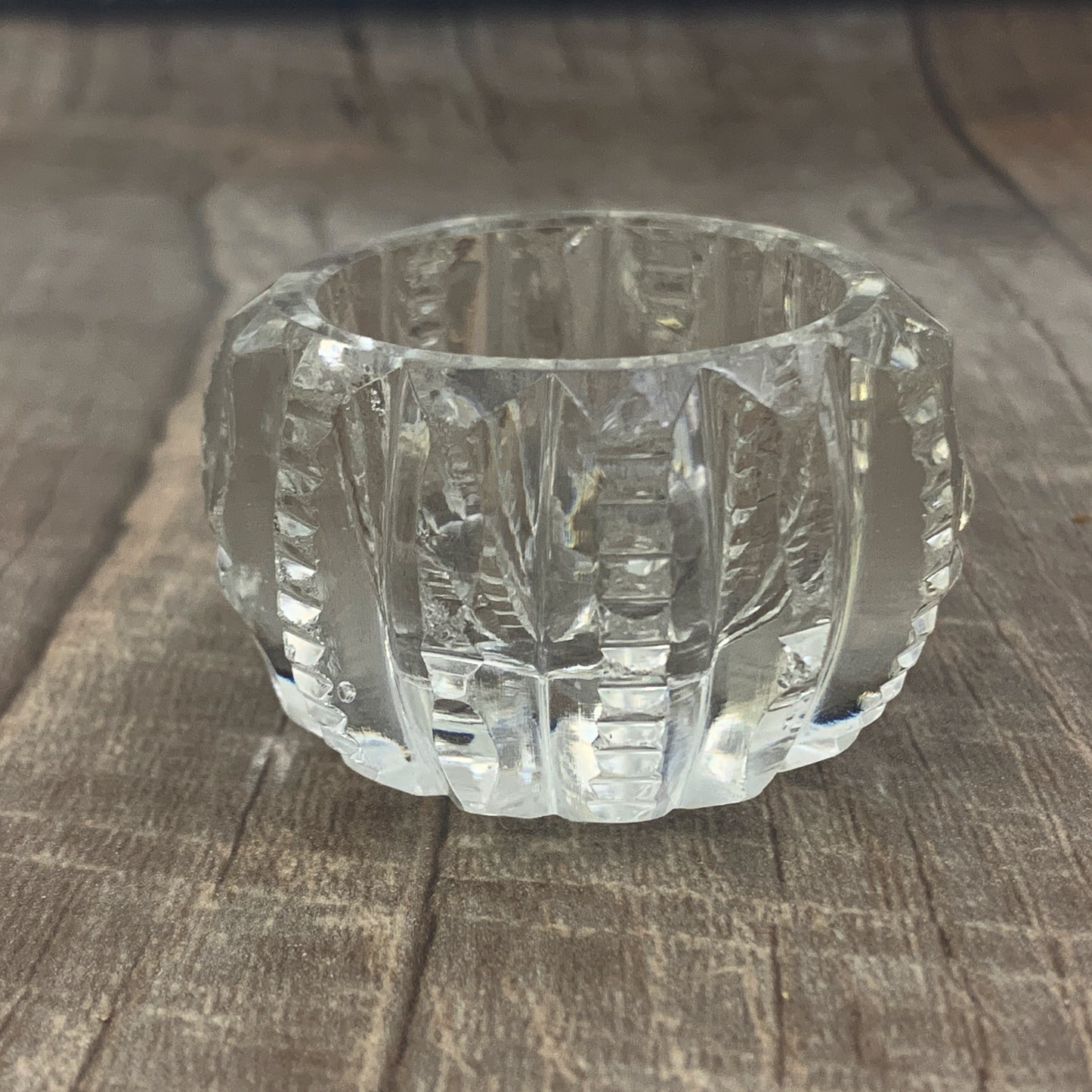 Clear Glass Open Salt Cellar, Cut Crystal Personal Salt Dips