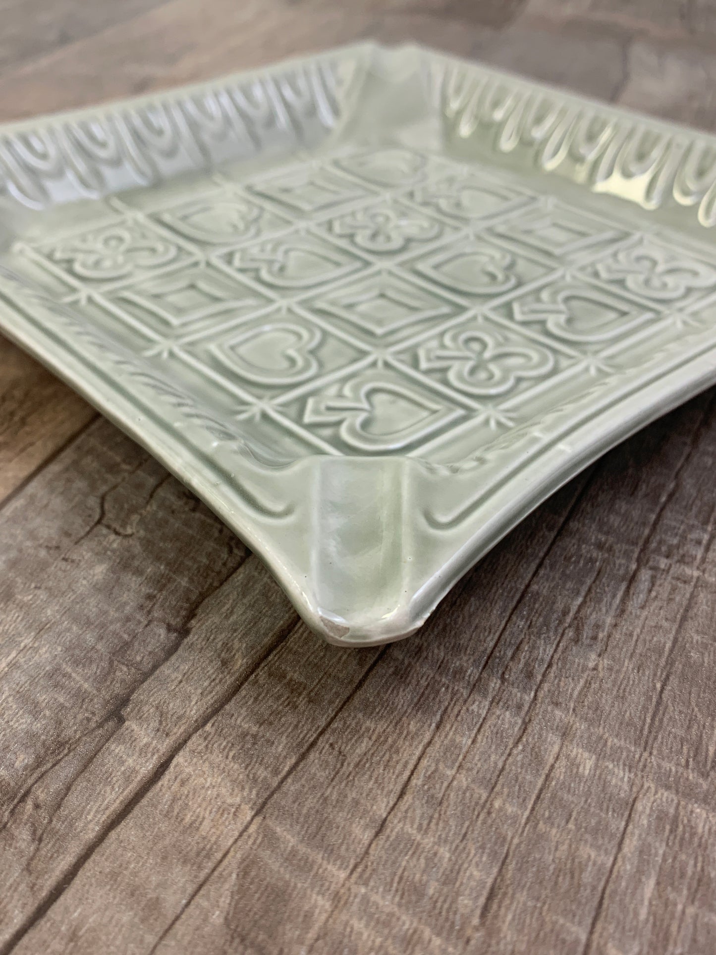 Card Night Ashtray Suits of Cards Vintage Ashtray Large Ceramic Ashtray