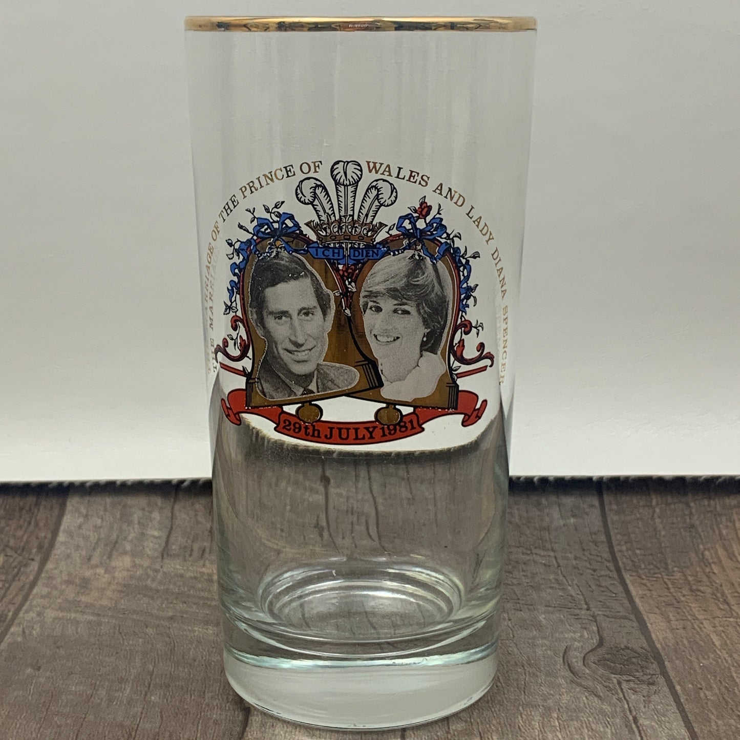 Princess Diana and Prince Charles Commemorative Glass Royal Wedding Souvenir 1980s Collectible
