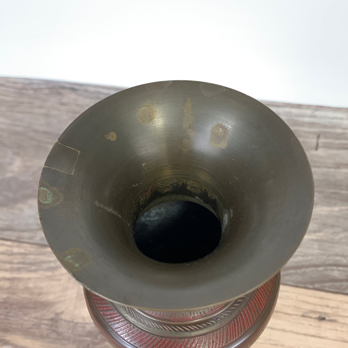 Vintage Brass Urn with Coloured Enamel
