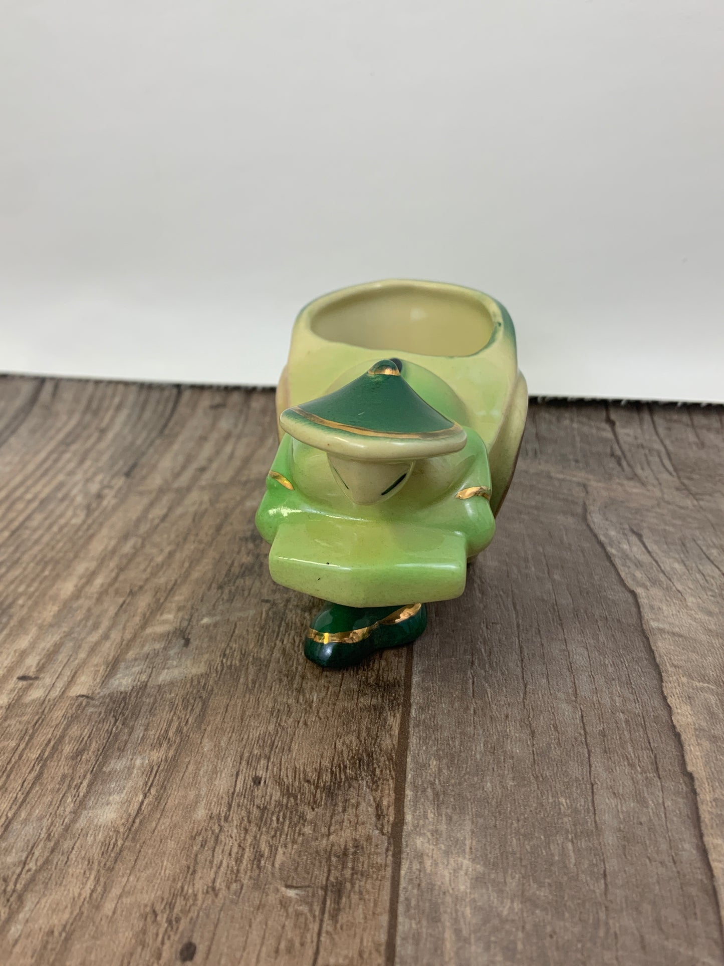 Mini Vintage Ceramic Planter USA #539 Rickshaw Cart