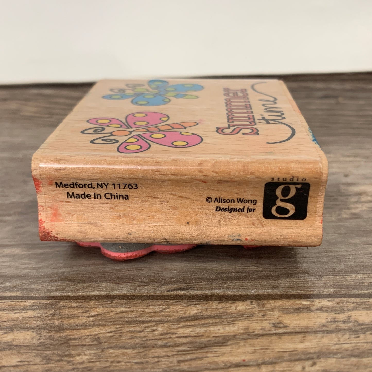 Summer Time Rubber Stamp with Butterflies Studio G Alison Wong