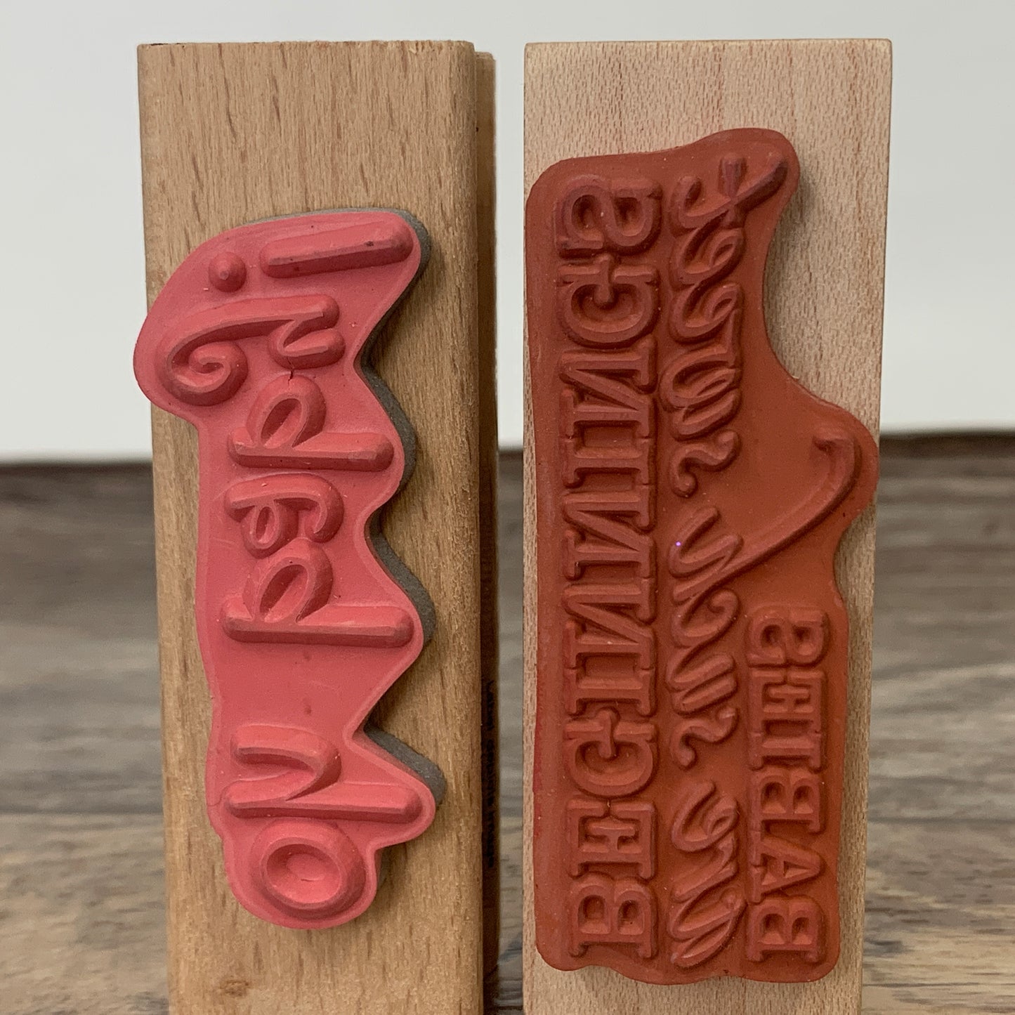 Lot of 2 Wood Mounted Rubber Stamps Oh Baby & Babies are Such Sweet Beginnings