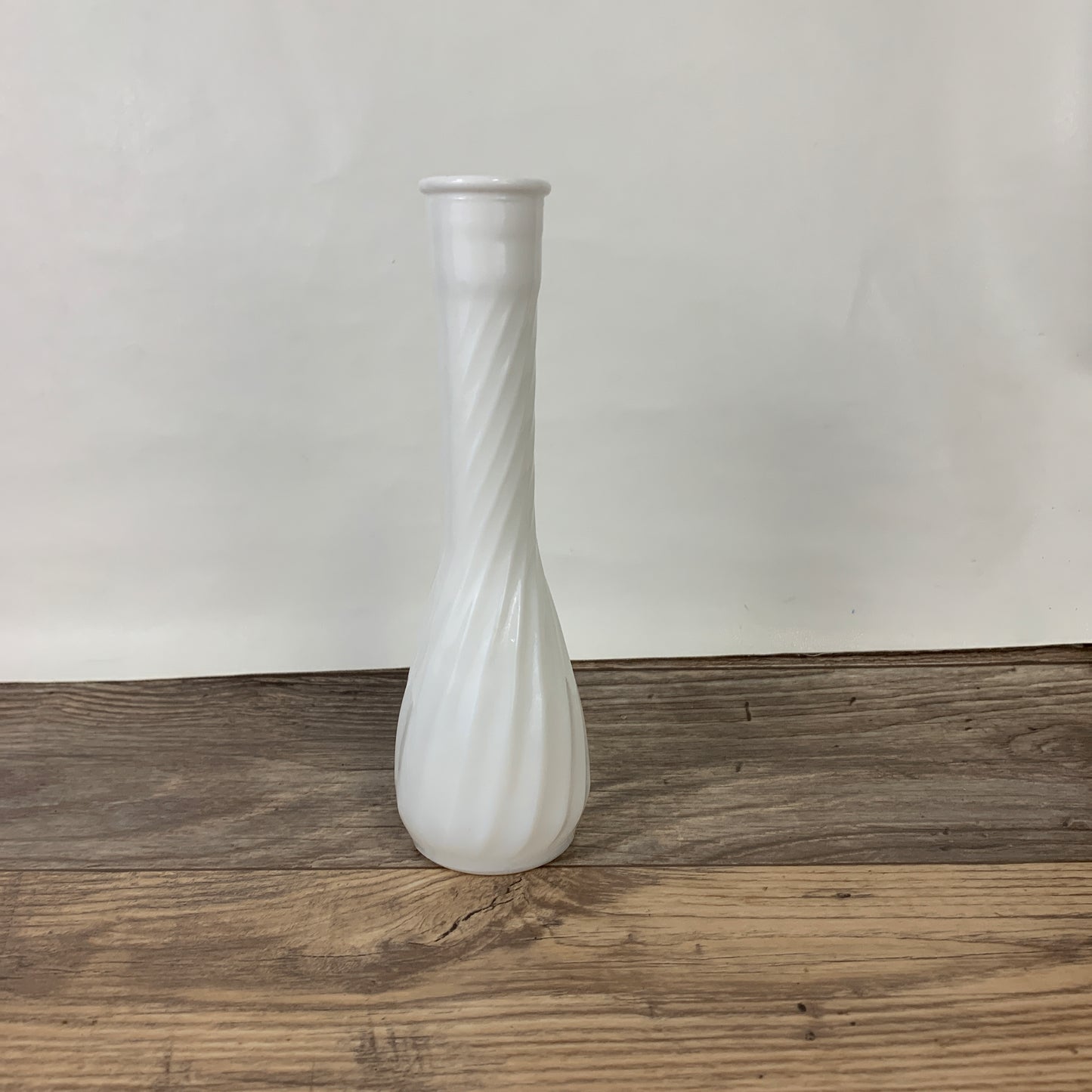 Milk Glass Bud Vase with Swirl Pattern