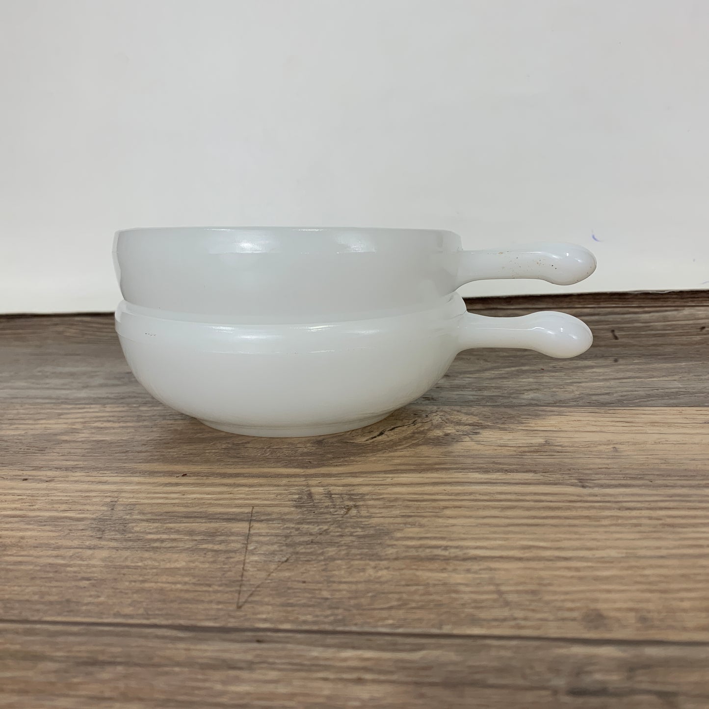 Milk Glass Soup Bowls with Handles - Set of 2