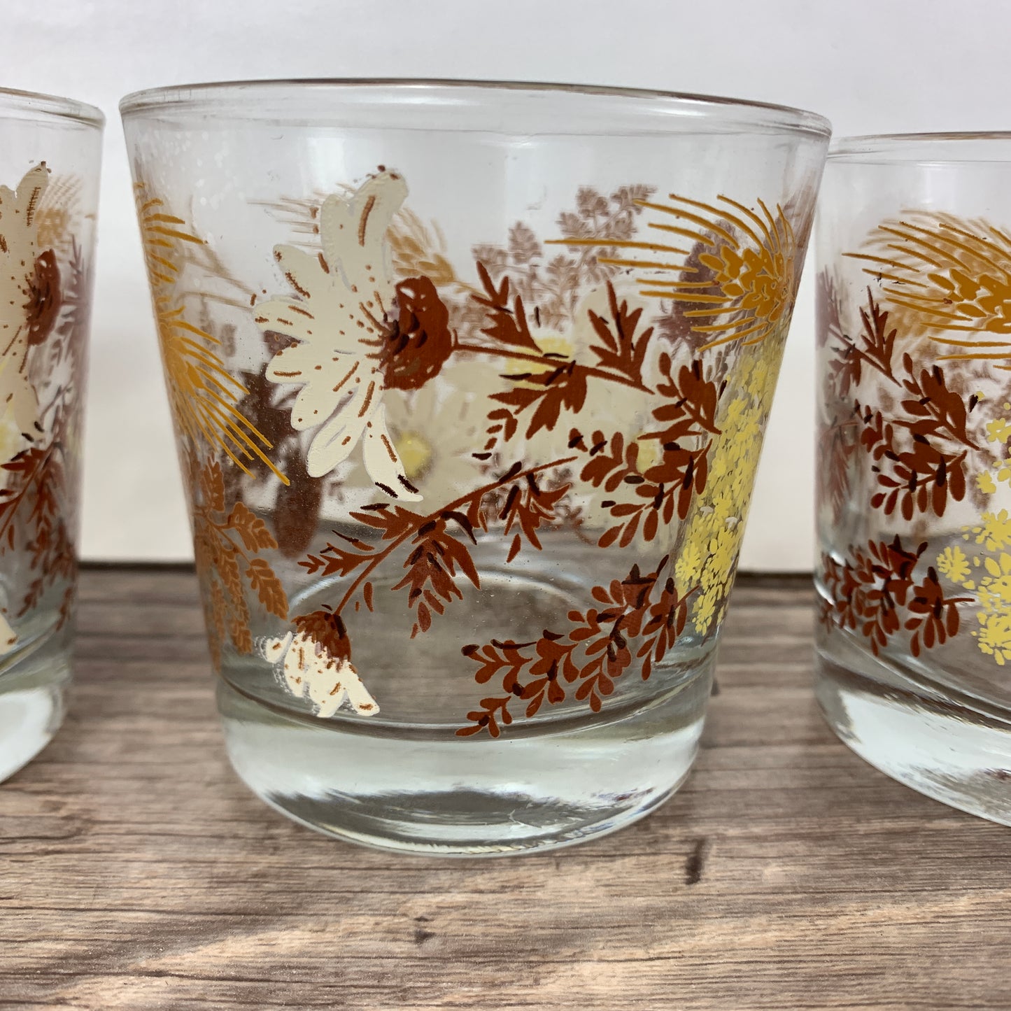 Vintage Juice Glasses with Fall Theme Design Set of 4