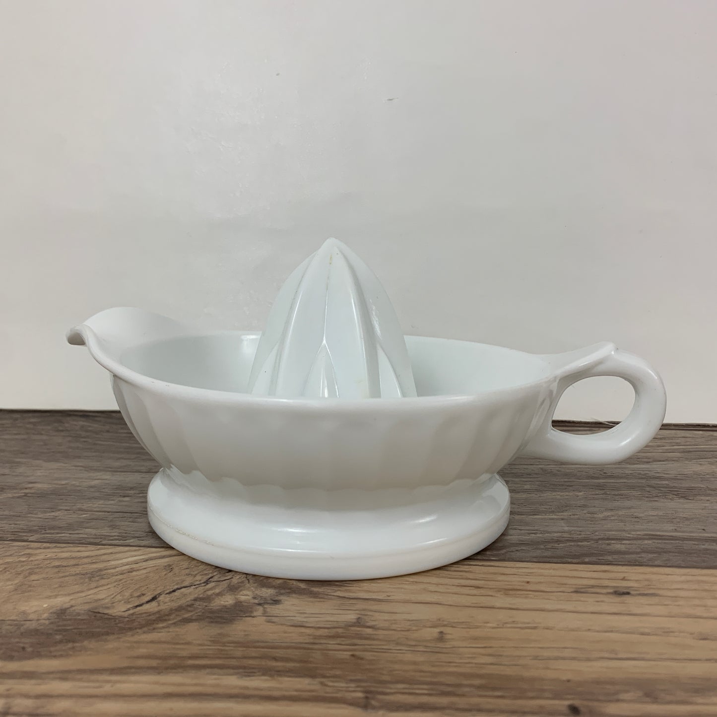 Milk Glass Citrus Reamer, Vintage Juice Press