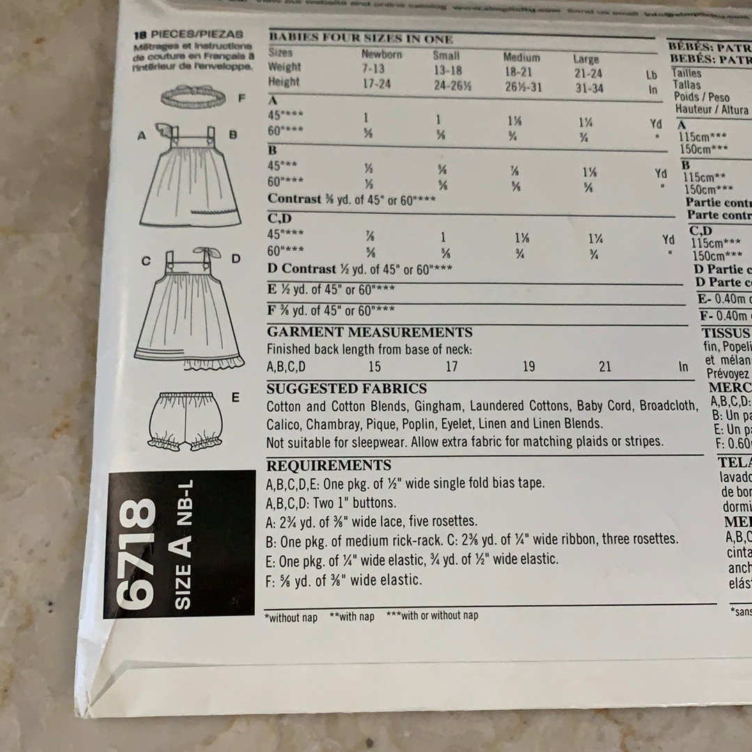Baby Sundress and Bloomers Sewing Pattern New Look 6718