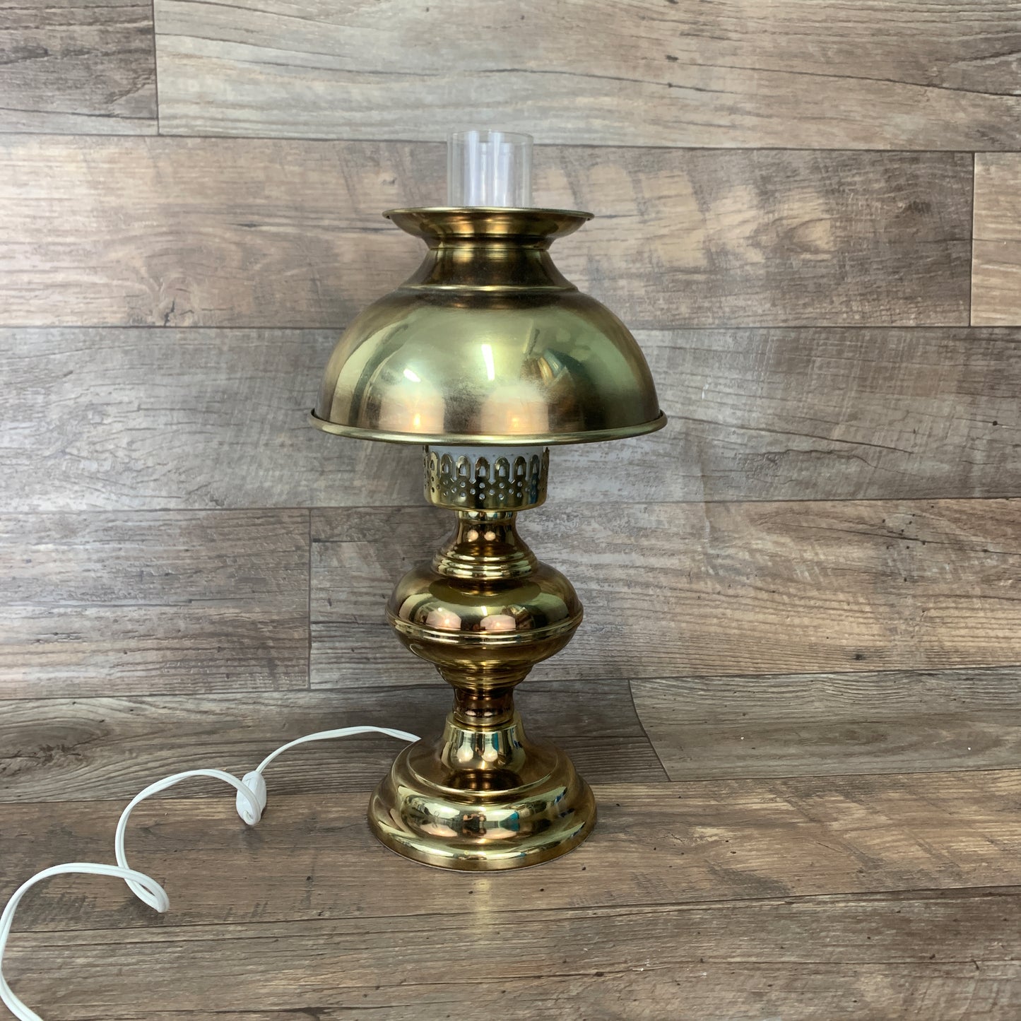 Vintage Brass Lamp, Electric Oil Lamp Style, Vintage Table Lamp