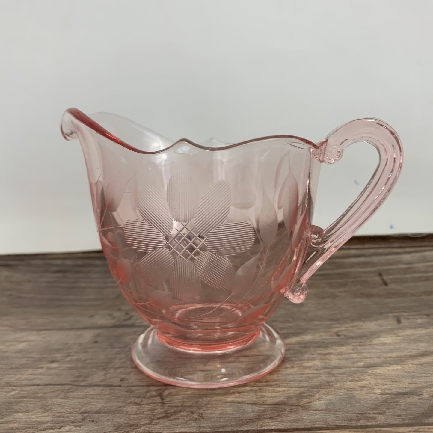 Blush Pink Depression Glass Cream Pitcher and Sugar Bowl Jubilee Pattern Lancaster Glass Company