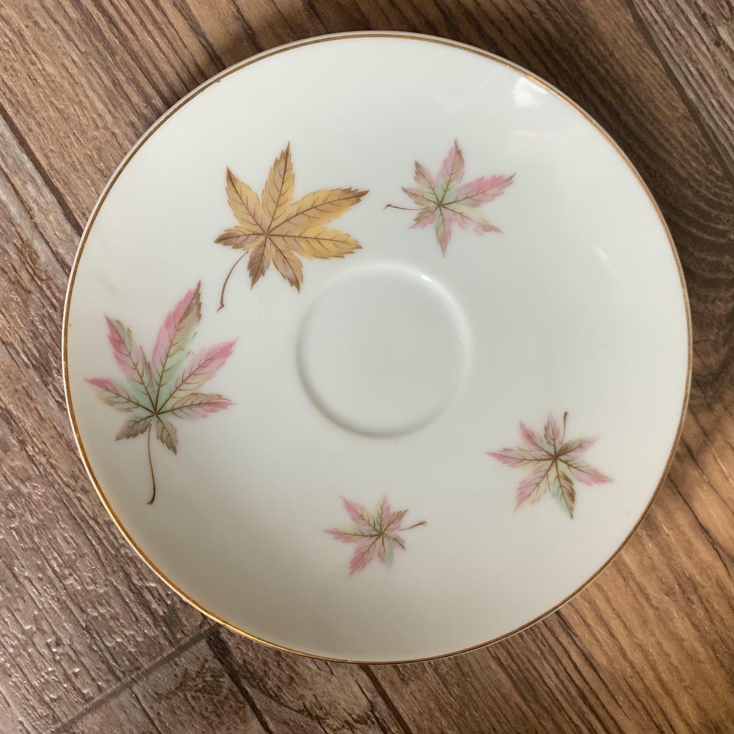 Royal Ming China Vintage Teacup and Saucer with Maple Leaves