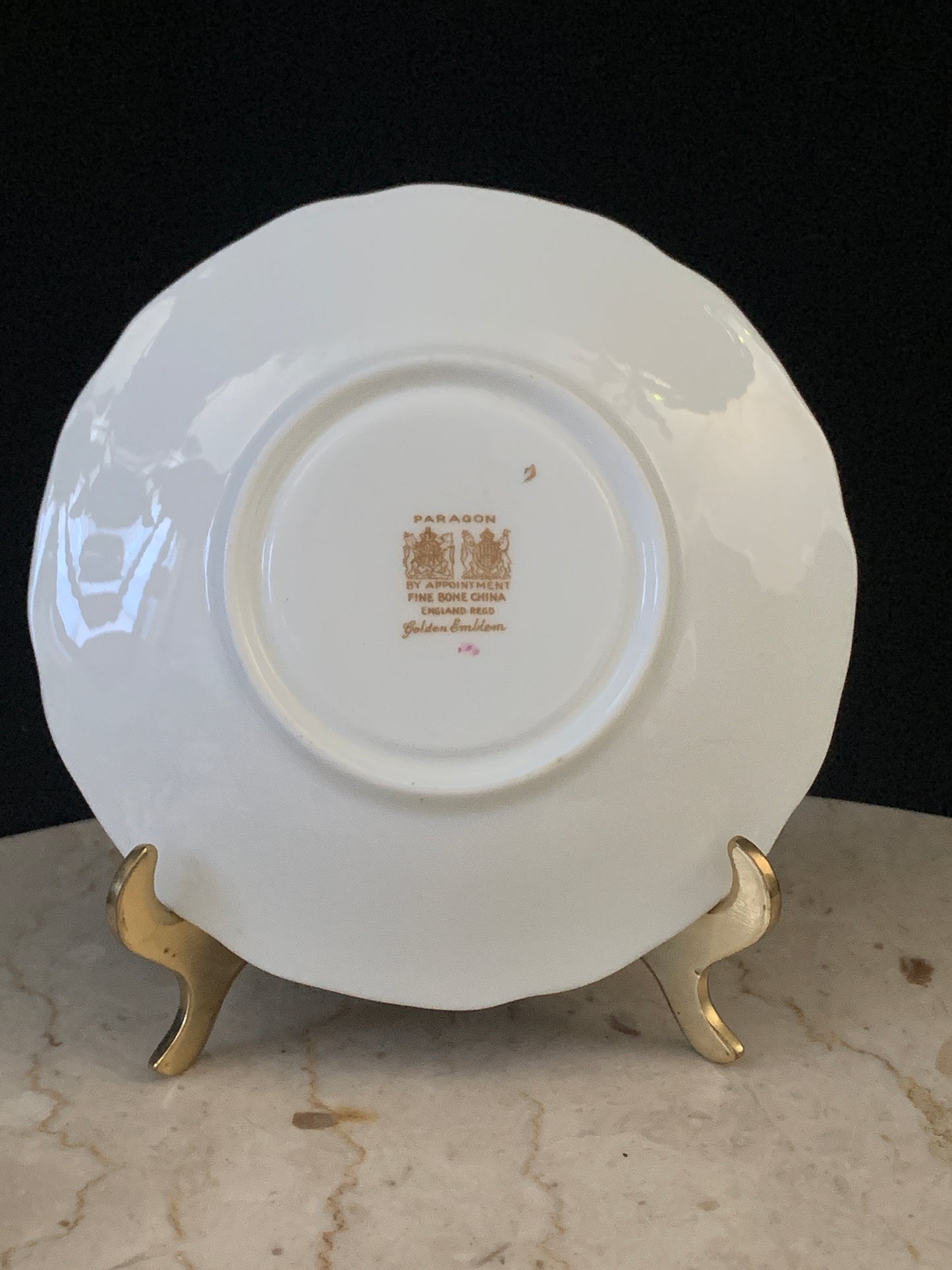 Paragon Double Warrant Tea Cup with Large Peach Roses