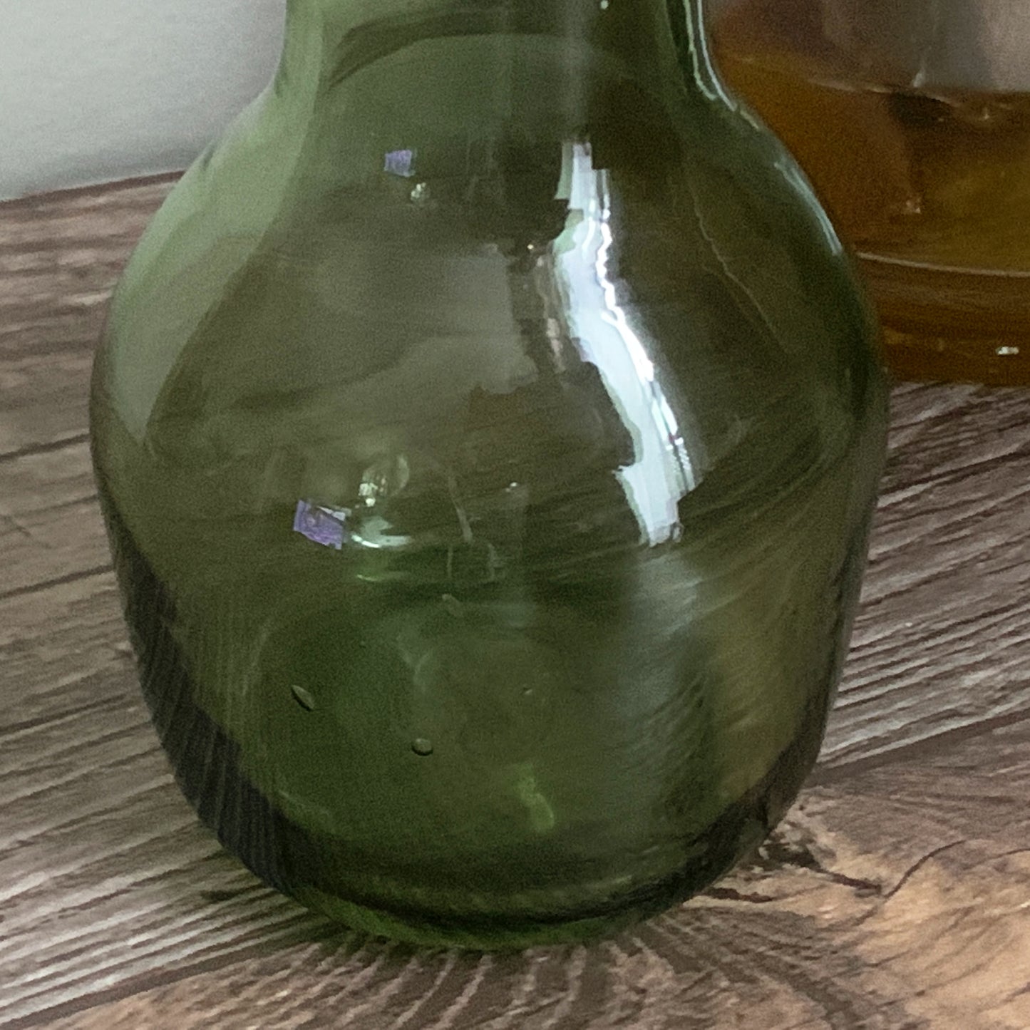 Green Blown Glass Vase, Small Glass Bud Vase with Ruffle
