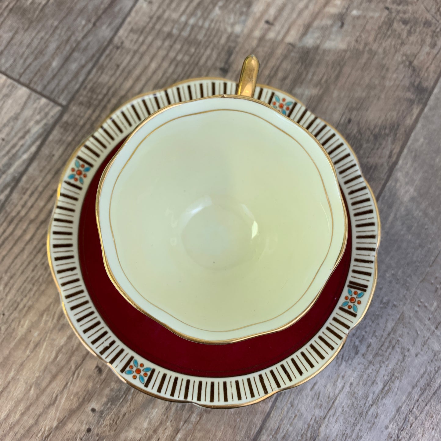 Burgundy Hand Painted Royal Albert Tea Cup, Gifts for Mom, Hand Painted Vintage Teacup