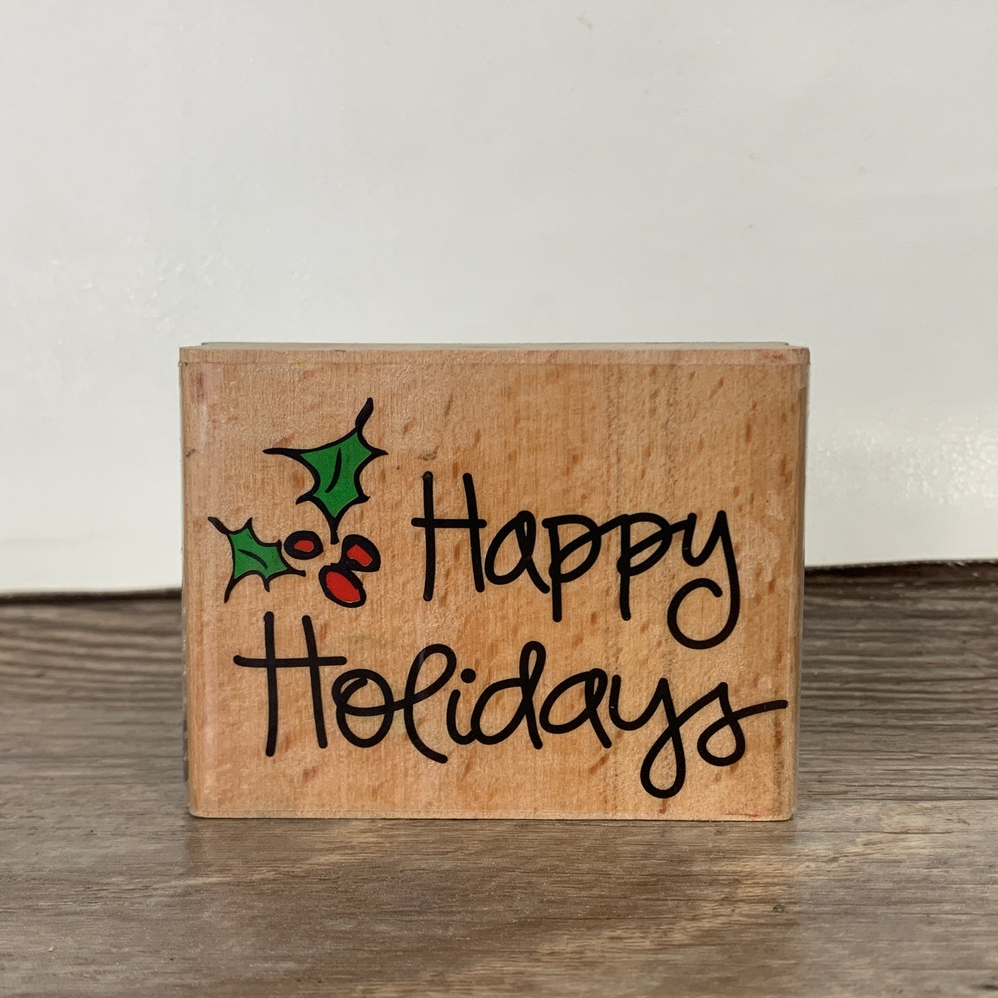 Happy Holidays Wood Mounted Rubber Stamp Alison Wong for Studio G