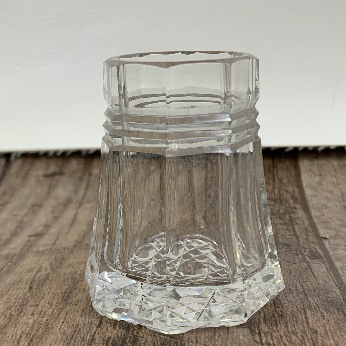 Vintage Glass Octagon-Shaped Toothpick Holder with Patterned Base