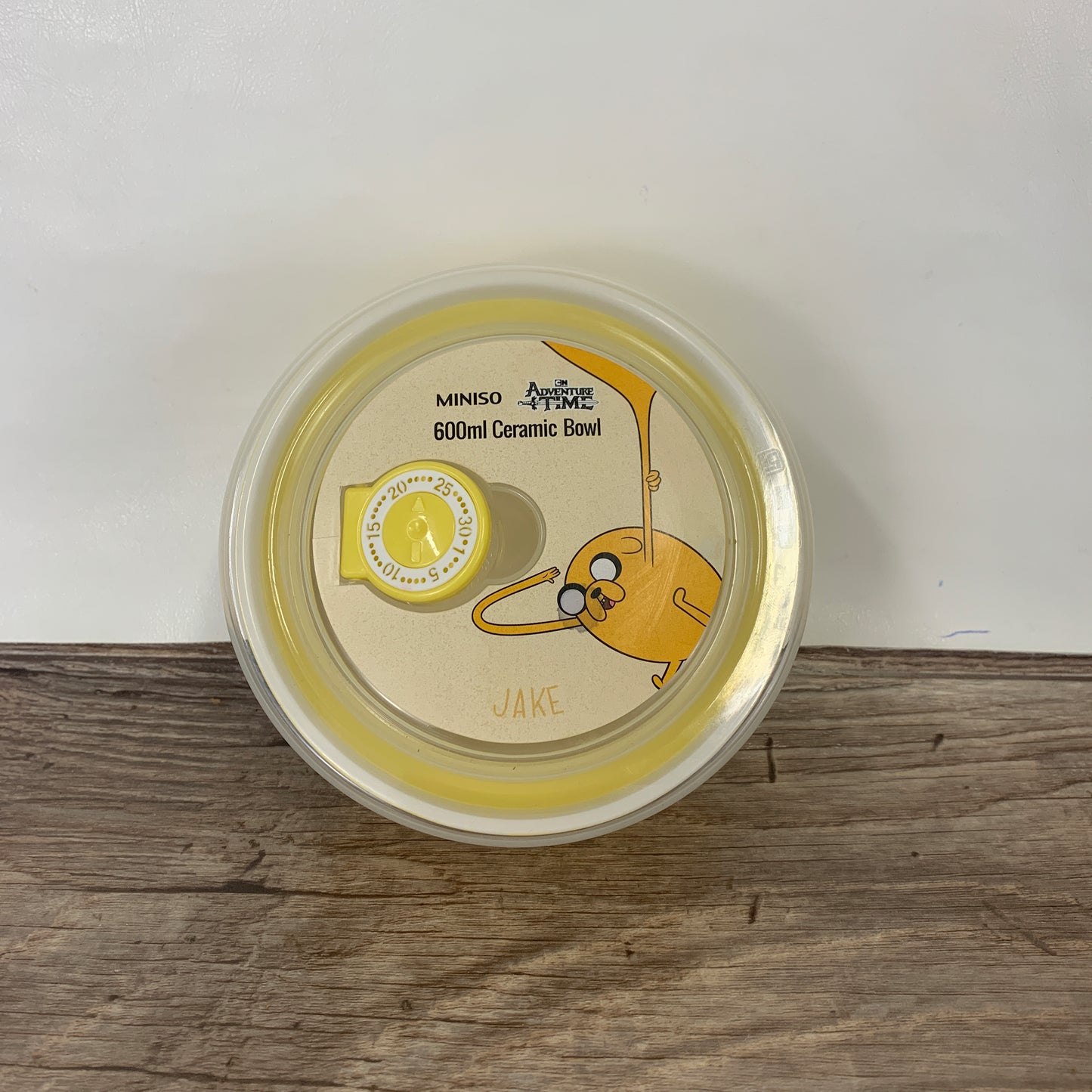 Yellow Ceramic Noodle Bowl with Lid Adventure Time Jake Travel Bowl