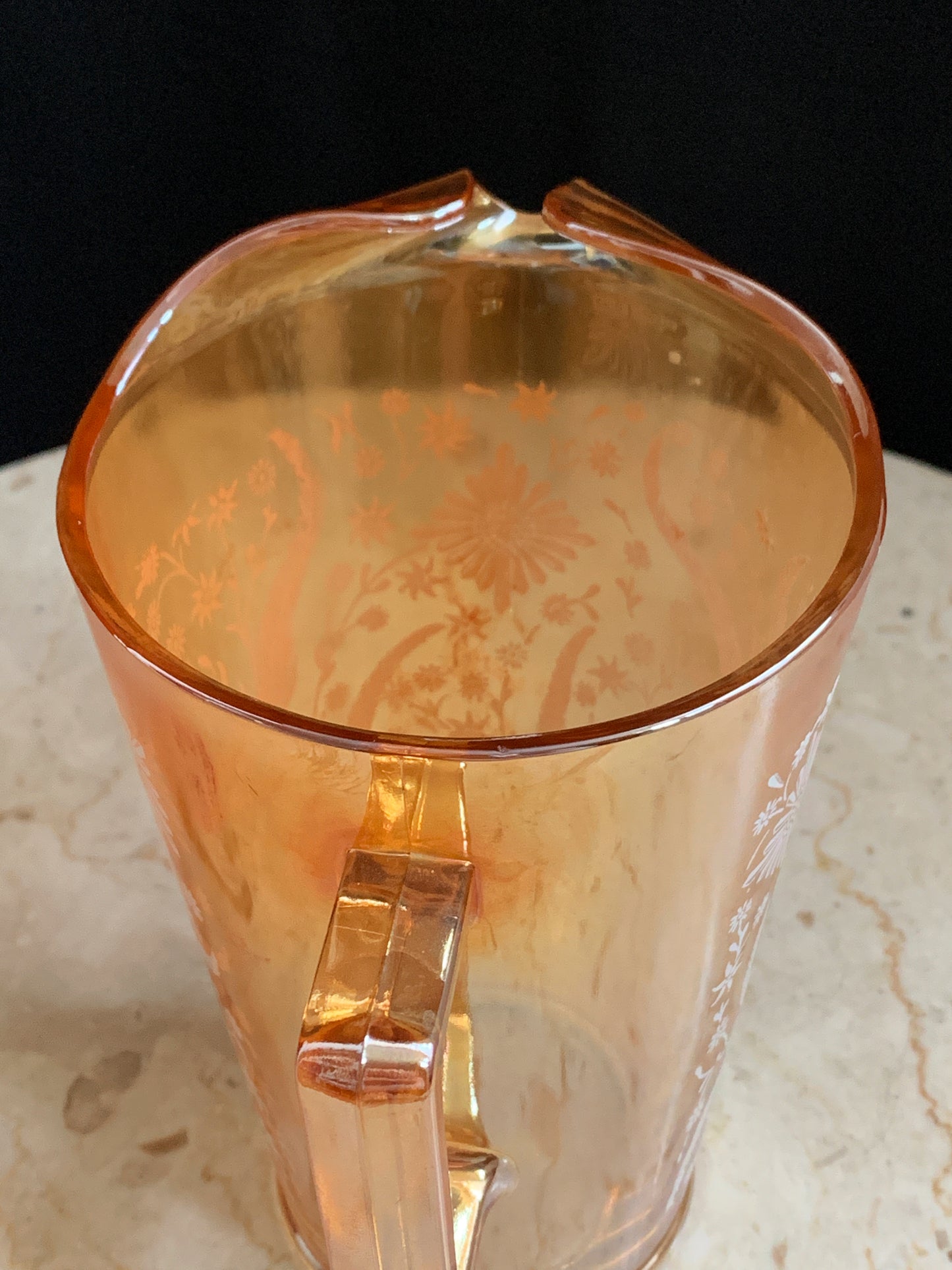 Marigold Carnival Glass Pitcher Jeanette Glass Company Florigold