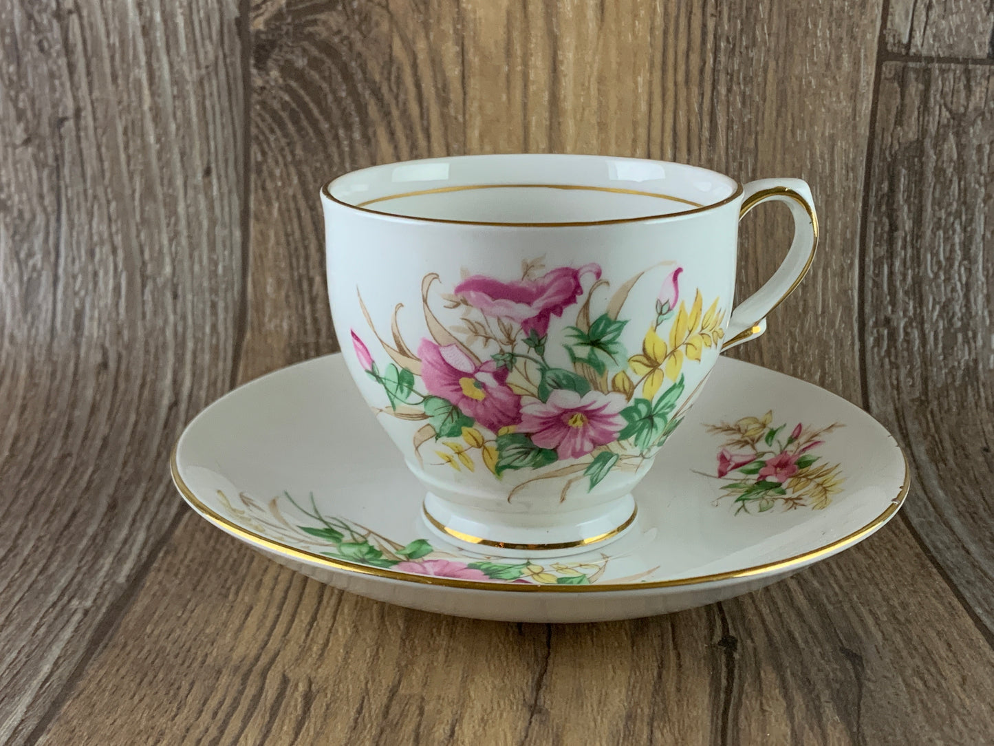 Vintage Teacup with Pink Trumpet Flowers Clare China Pink Floral Tea Cup