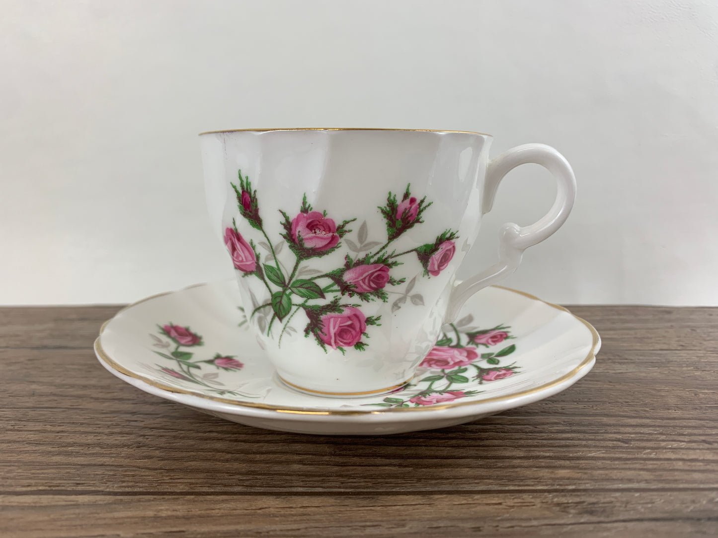 Vintage Teacup with Pink Rosebuds Staffordshire Fine Bone China Tea Cup Mothers Day Gift