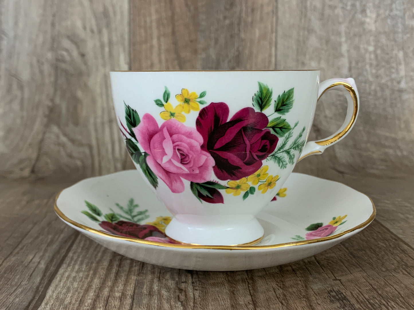 Pink and Red Floral Teacup and Saucer Gifts for Mom Vintage China Teacups