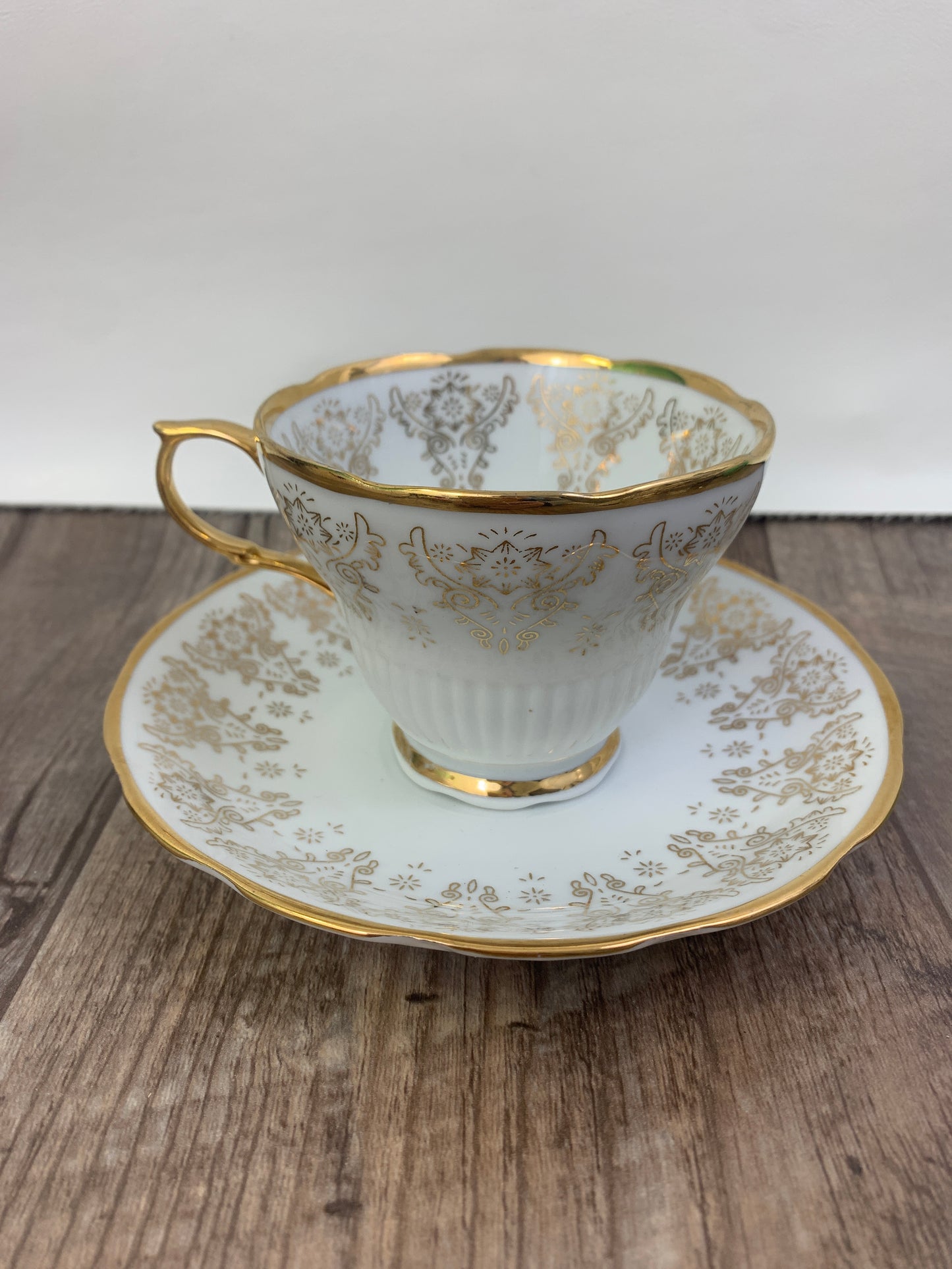 White and Gold Made in China Vintage Tea Cup