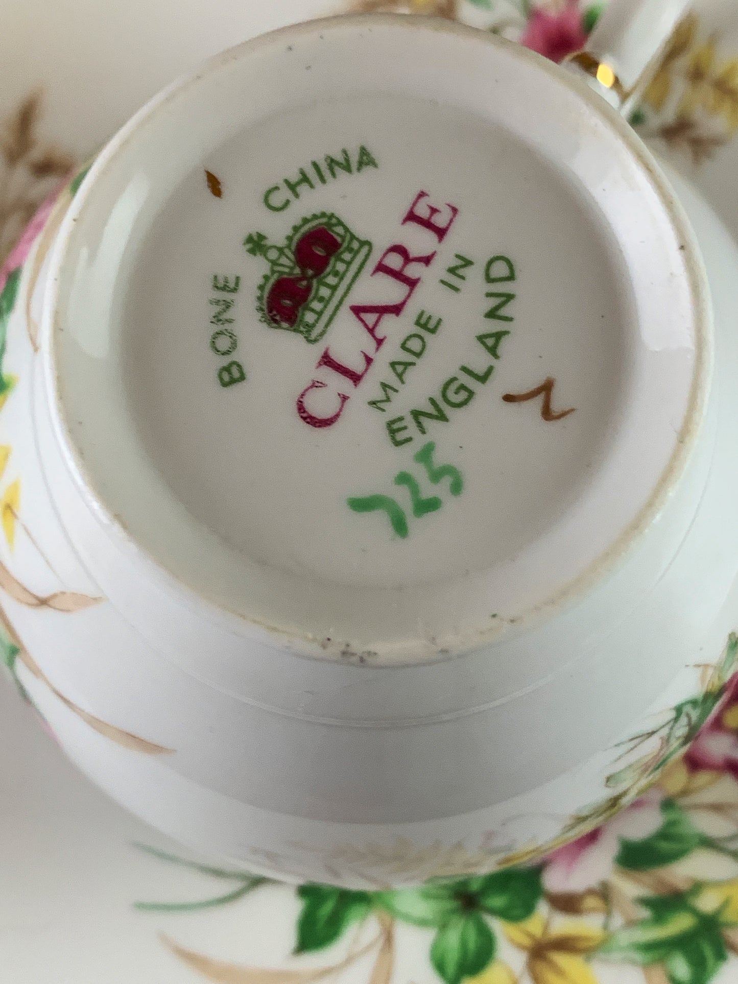 Vintage Teacup with Pink Trumpet Flowers Clare China Pink Floral Tea Cup
