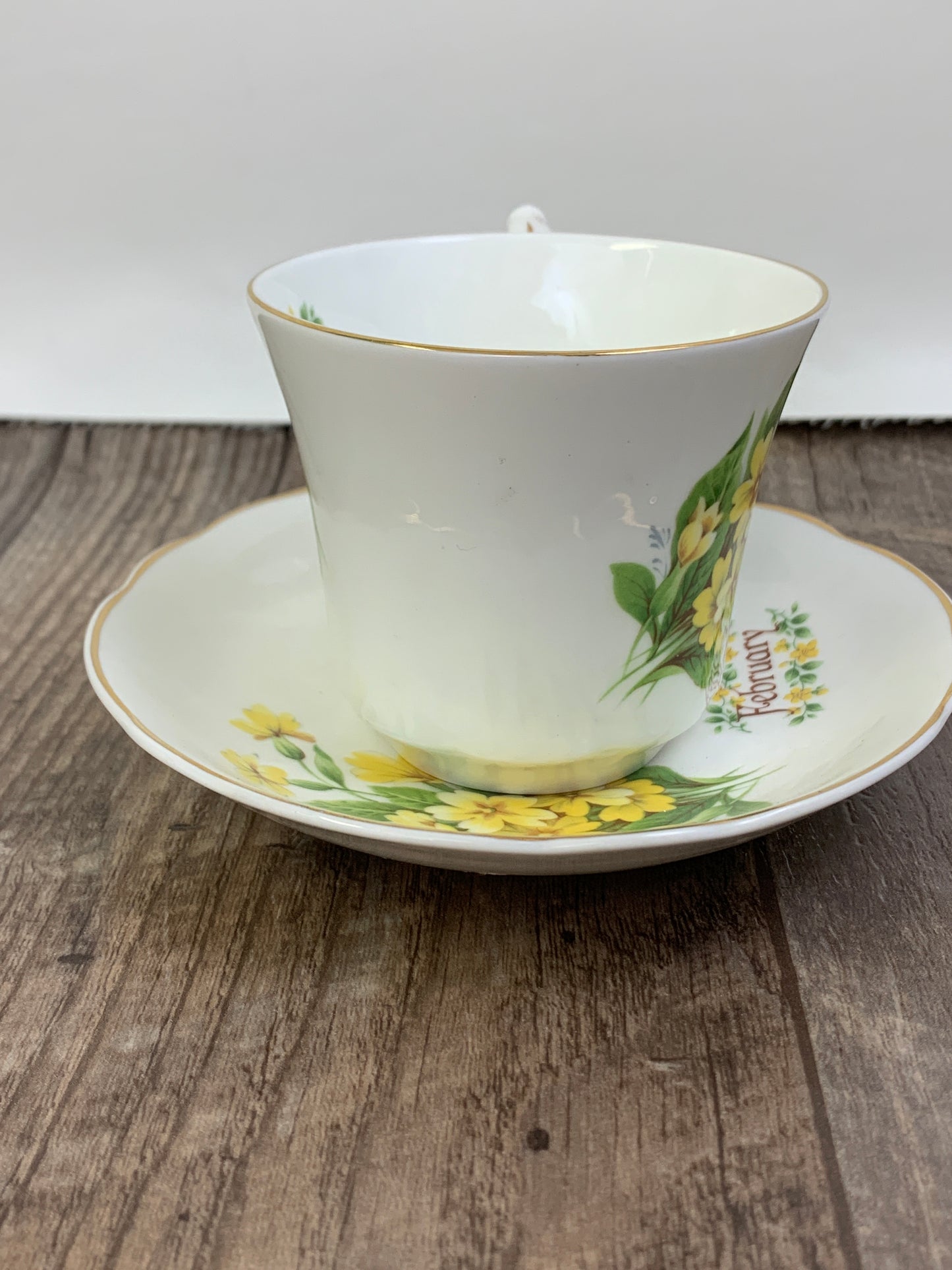 February Birthday Gifts Yellow Floral Vintage Teacup