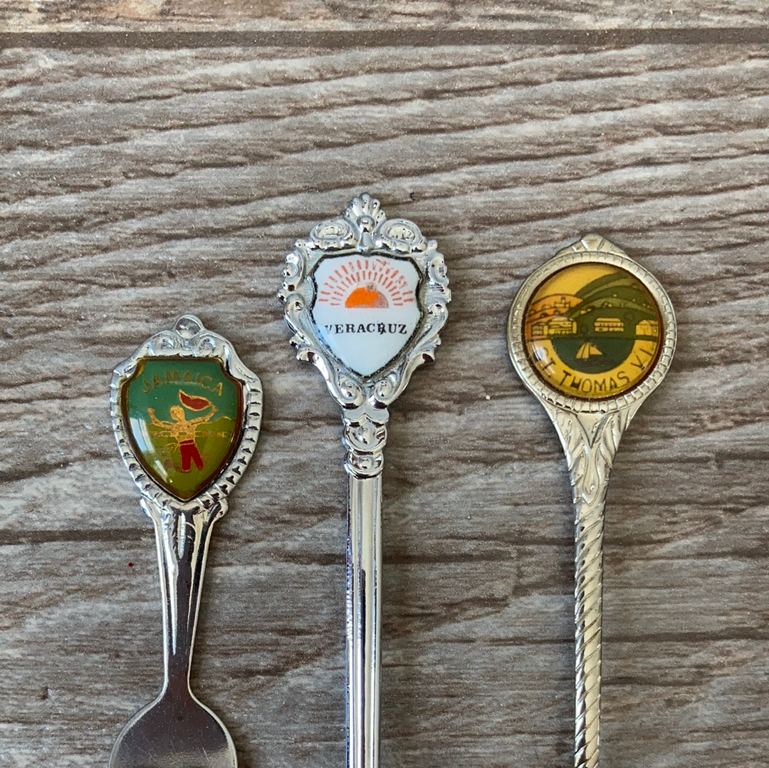7 Mexican South American and Caribbean Vintage Collectible Souvenir Spoons