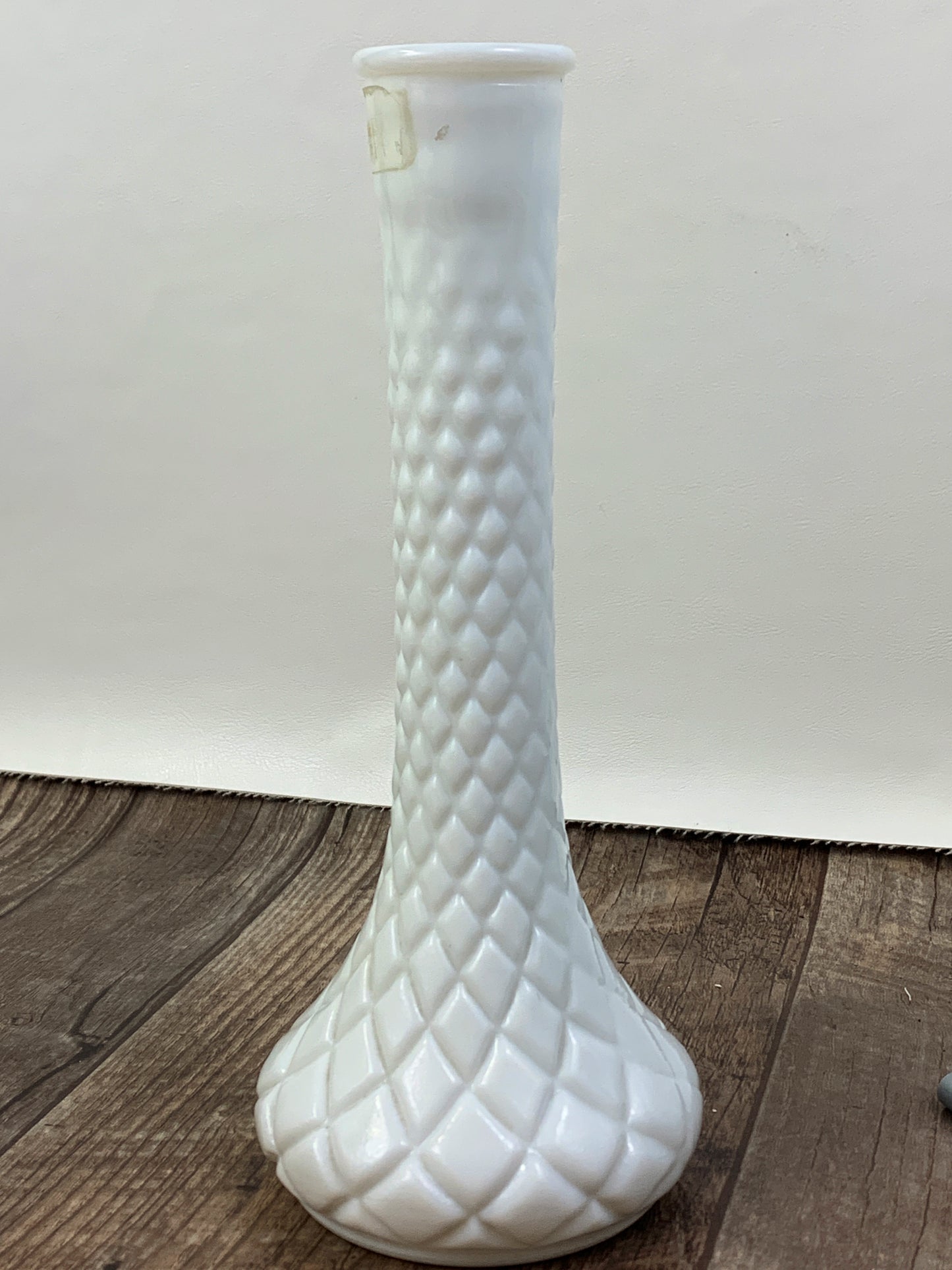 Vintage Milk Glass Teleflora Vase Diamond Pattern Vintage Farmhouse Decor