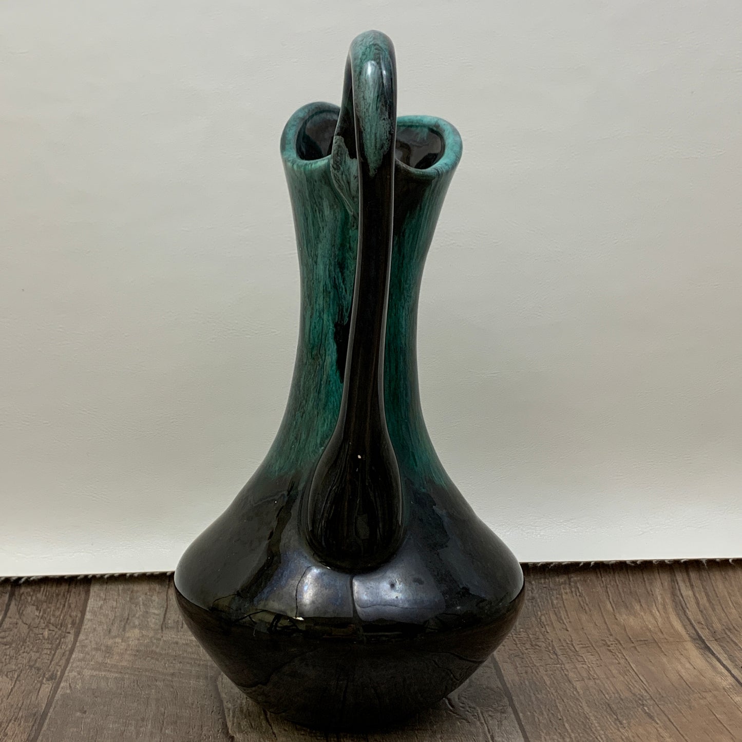 Vintage Wyatt Pottery Ewer, Green Drip Glaze Art Pottery