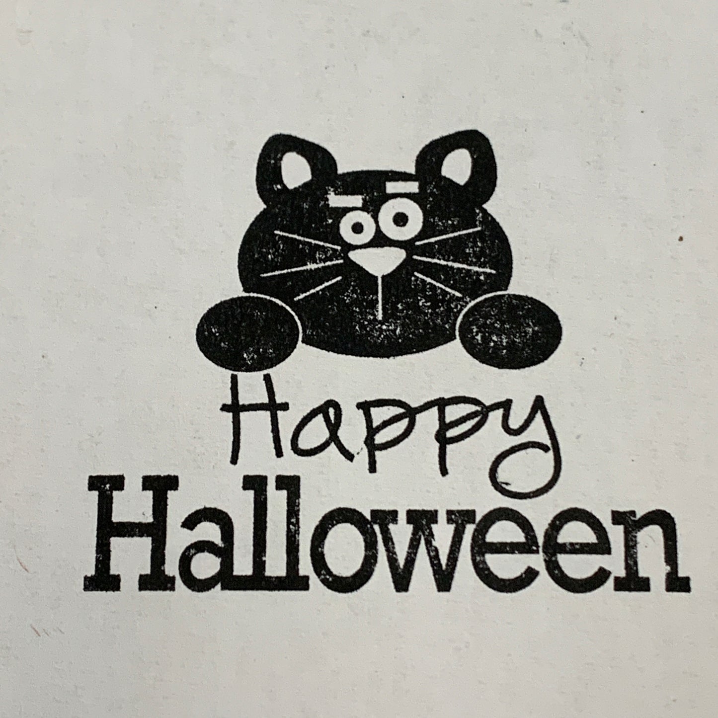 Happy Halloween Black Cat Wood Mounted Rubber Stamp