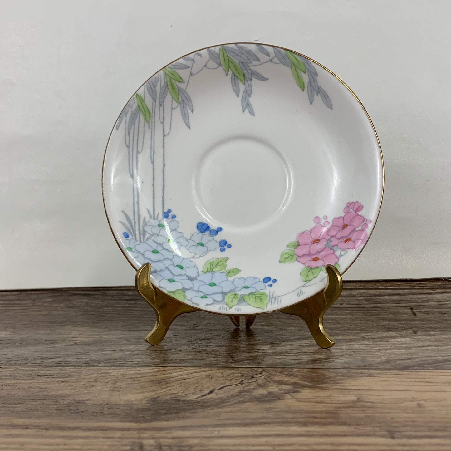 Antique Teacup and Saucer with Triangle Handle Paulette Pattern Standard China