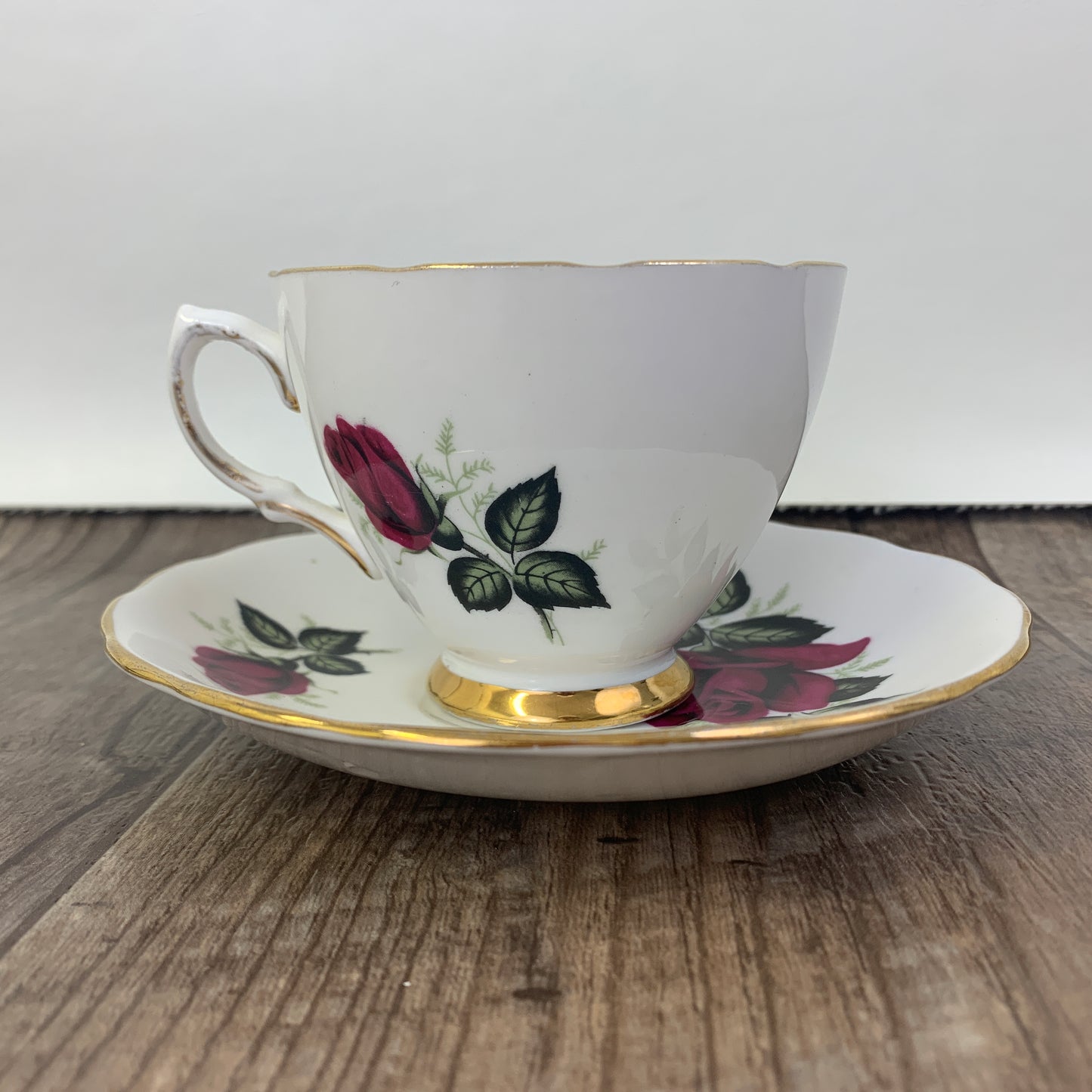 Vintage Teacup with Red Roses, Colclough English China Tea Cup