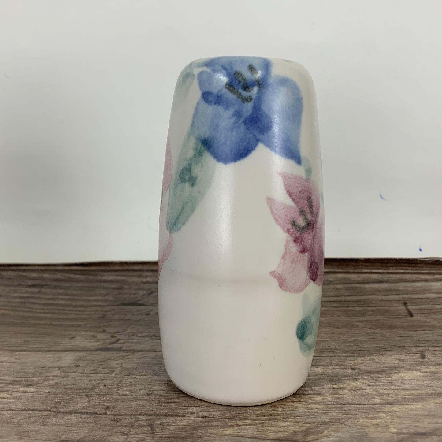 Large Ceramic Salt and Pepper with Pink and Blue Flowers, Tall Vintage Salt and Pepper Shakers