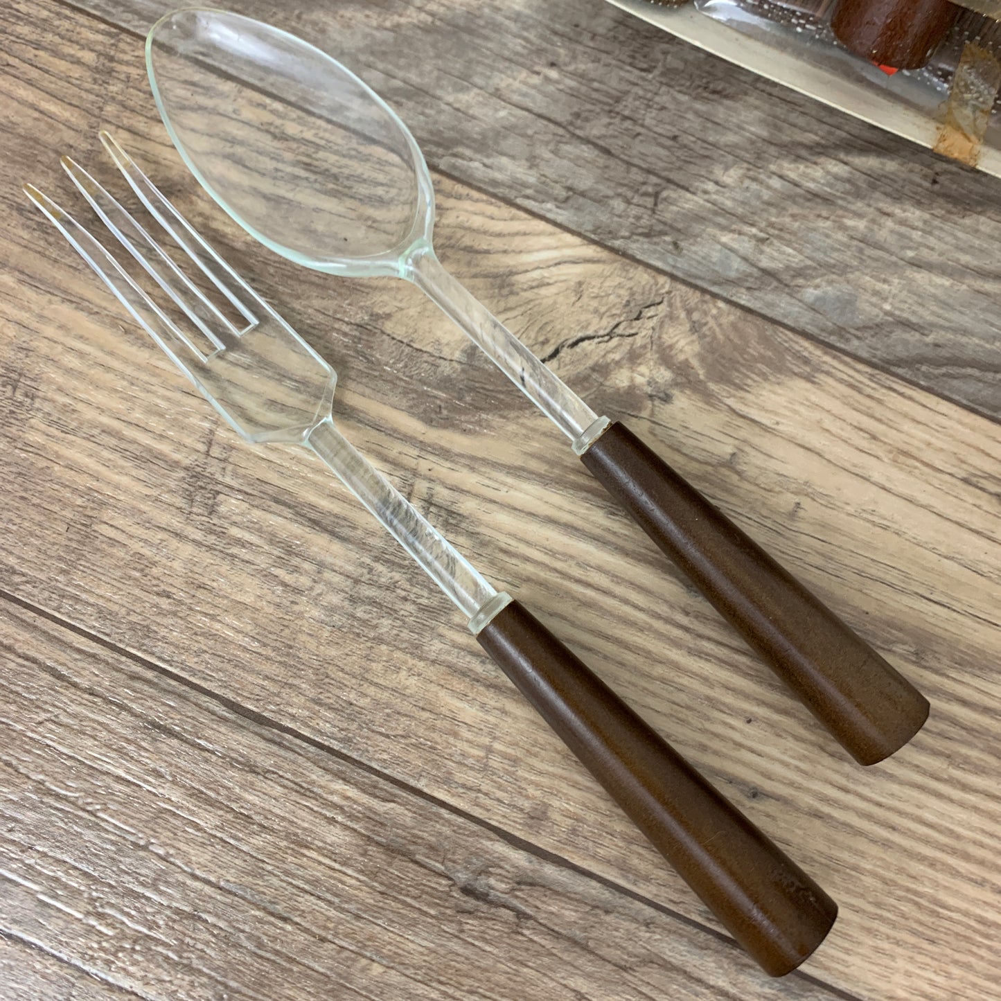 Vintage Table Set, Salt and Pepper, Grass Placemats, Salad Tongs, Boxed Hostess Set