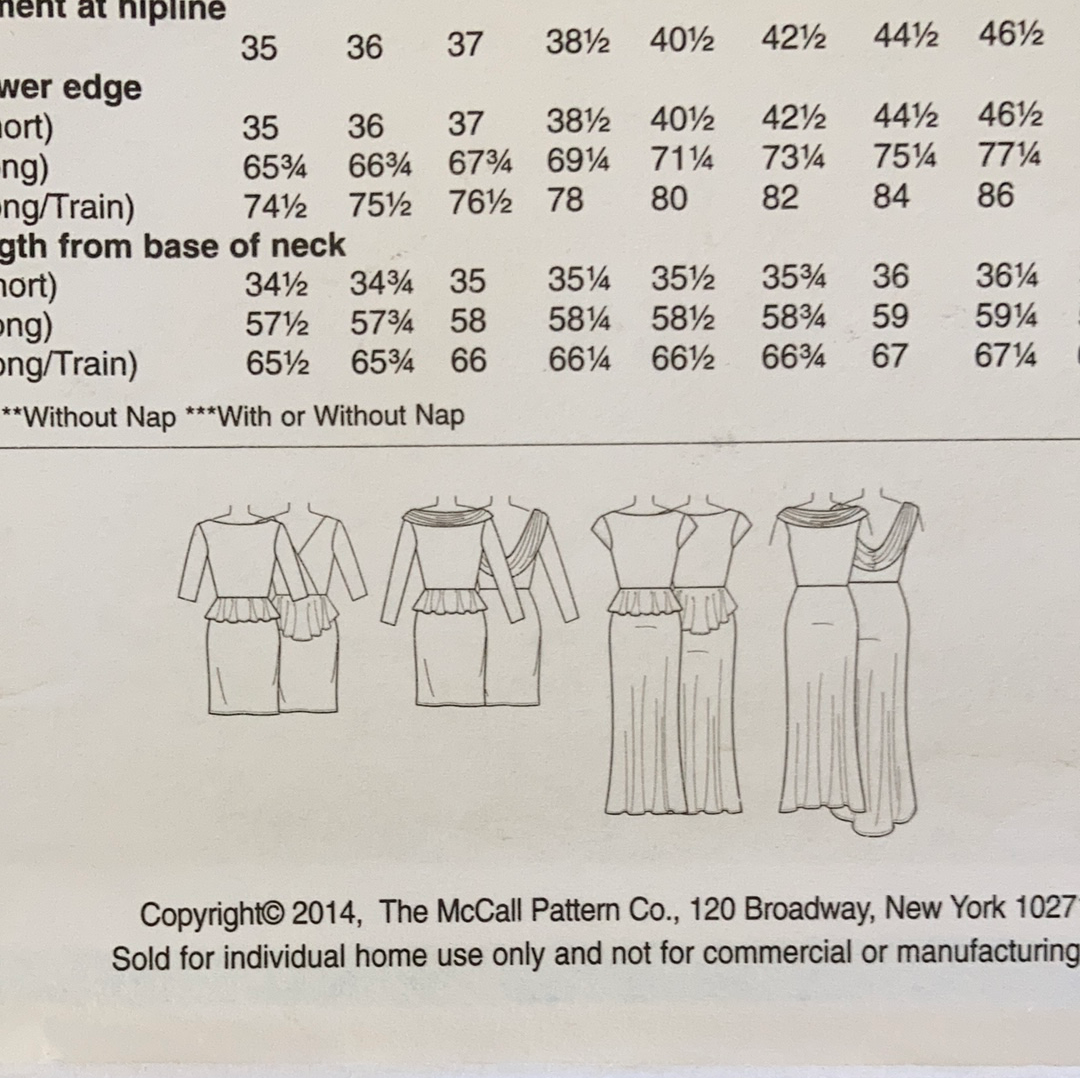 Misses Cocktail Dress and Evening Gown Sewing Pattern Size 6 to 14 McCalls 7047