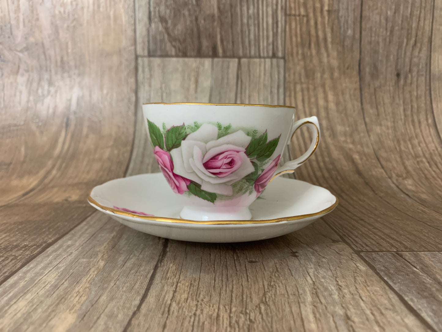 Vintage Teacup with Soft Pink Roses Vintage Pink Floral Tea Cup and Saucer