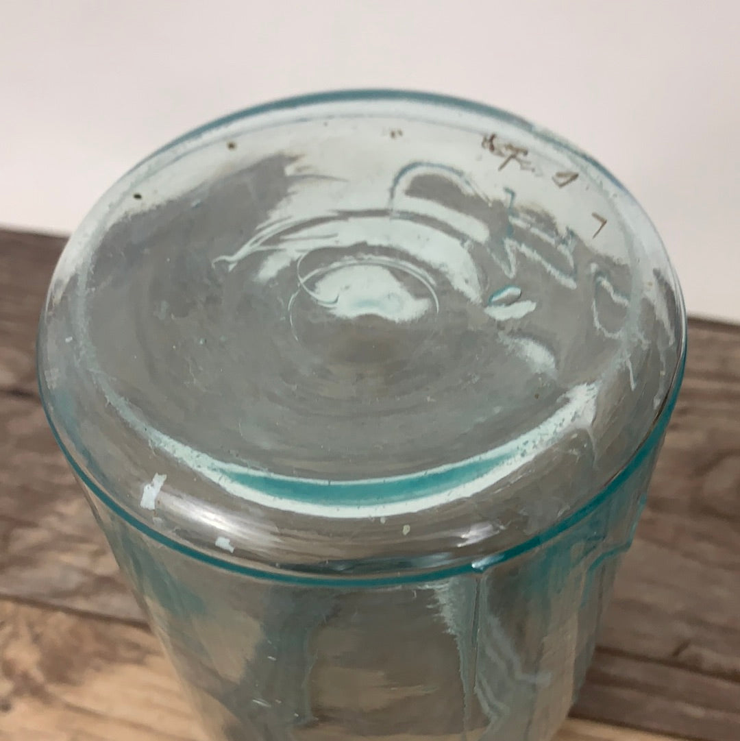 Aqua Blue Vintage Canning Jar Crown Canning Jar Quart Size, Vintage Farmhouse Decor, Dry Kitchen Storage